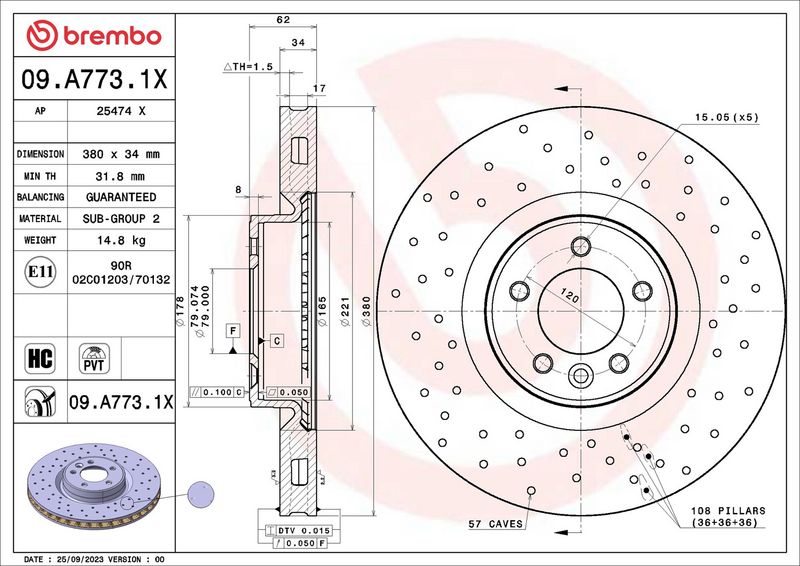 Brembo 09.A773.1X Brake Disc - 2