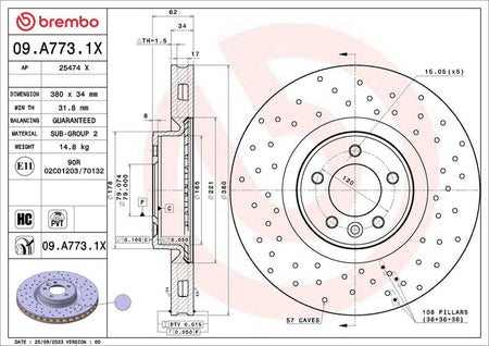 Brembo 09.A773.1X Brake Disc - 2
