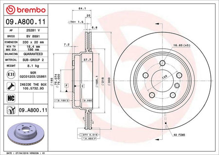 Brembo 09.A800.11 Brake Disc - 2