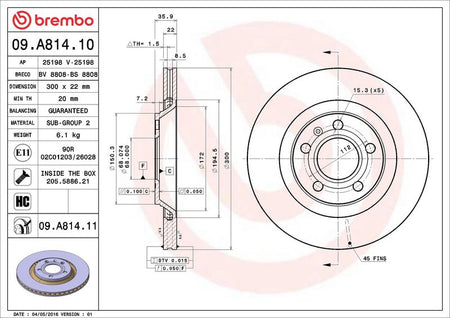 Brembo 09.A814.11 Brake Disc - 2