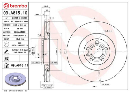Brembo 09.A815.11 Brake Disc - 2