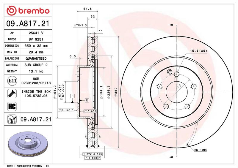 Brembo 09.A817.21 Brake Disc - 2