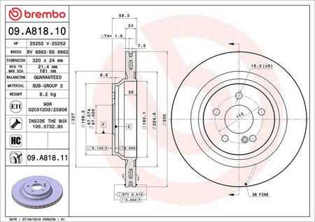 Brembo 09.A818.11 Brake Disc - 2
