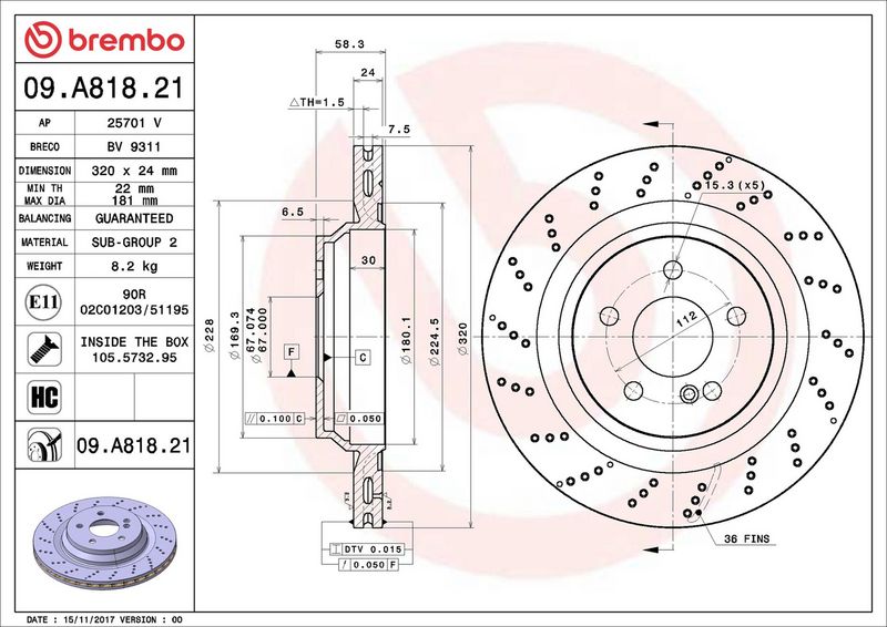 Brembo 09.A818.21 Brake Disc - 2