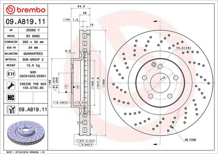 Brembo 09.A819.11 Brake Disc - 2