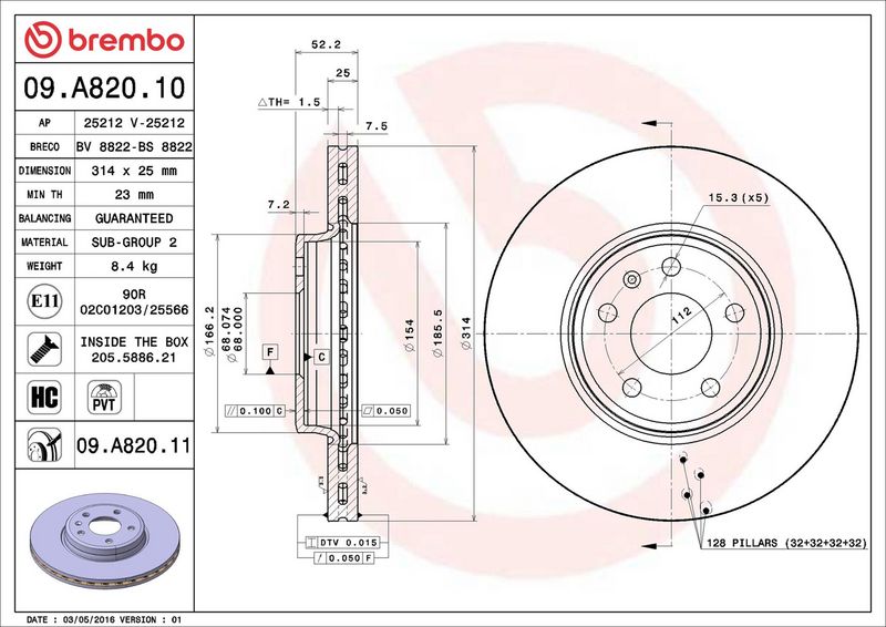 Brembo 09.A820.11 Brake Disc - 2