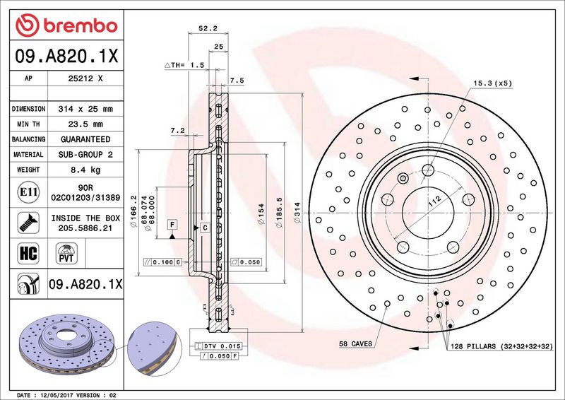 Brembo 09.A820.1X Brake Disc - 2