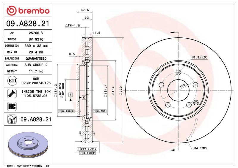 Brembo 09.A828.21 Brake Disc - 2