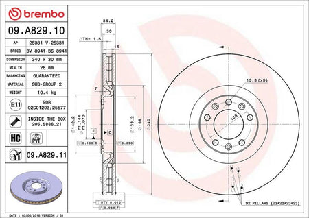 Brembo 09.A829.11 Brake Disc - 2