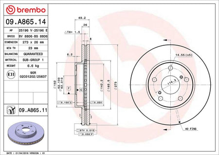 Brembo 09.A865.11 Brake Disc - 2
