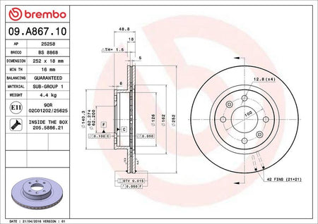 Brembo 09.A867.10 Brake Disc - 2