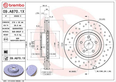Brembo 09.A870.1X Brake Disc - 2