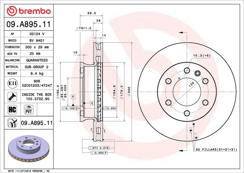 Brembo 09.A895.11 Brake Disc - 2