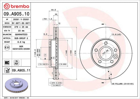 Brembo 09.A905.11 Brake Disc - 2