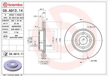 Brembo 09.A913.11 Brake Disc - 2