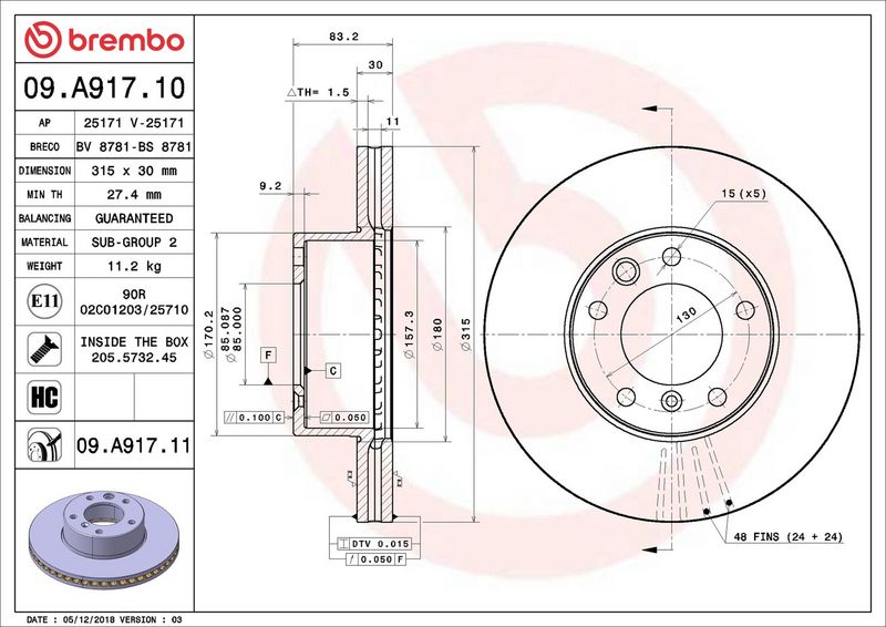 Brembo 09.A917.11 Brake Disc - 2