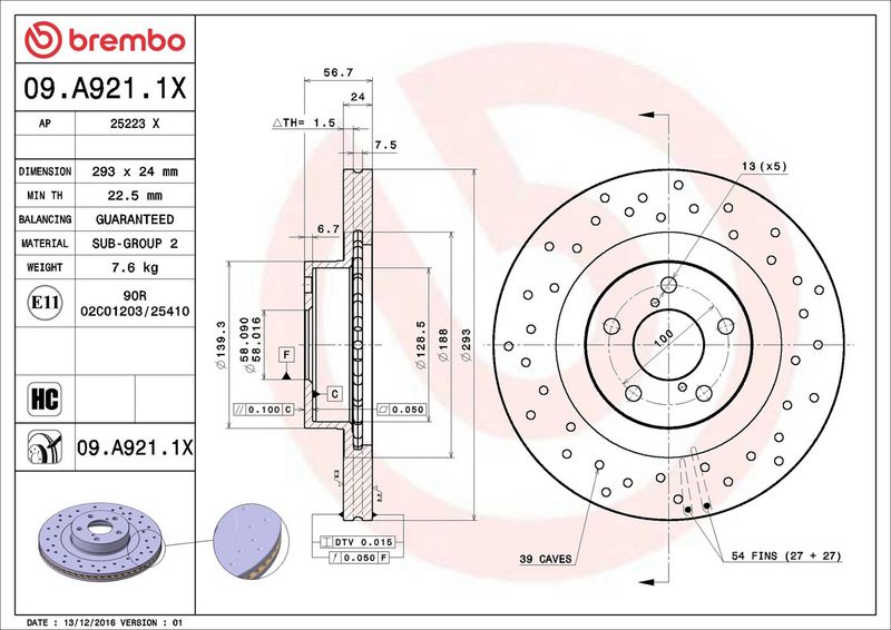 Brembo 09.A921.1X Brake Disc - 2