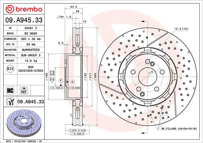 Brembo 09.A945.33 Brake Disc - 2