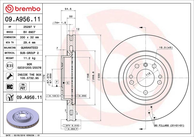 Brembo 09.A956.11 Brake Disc - 2