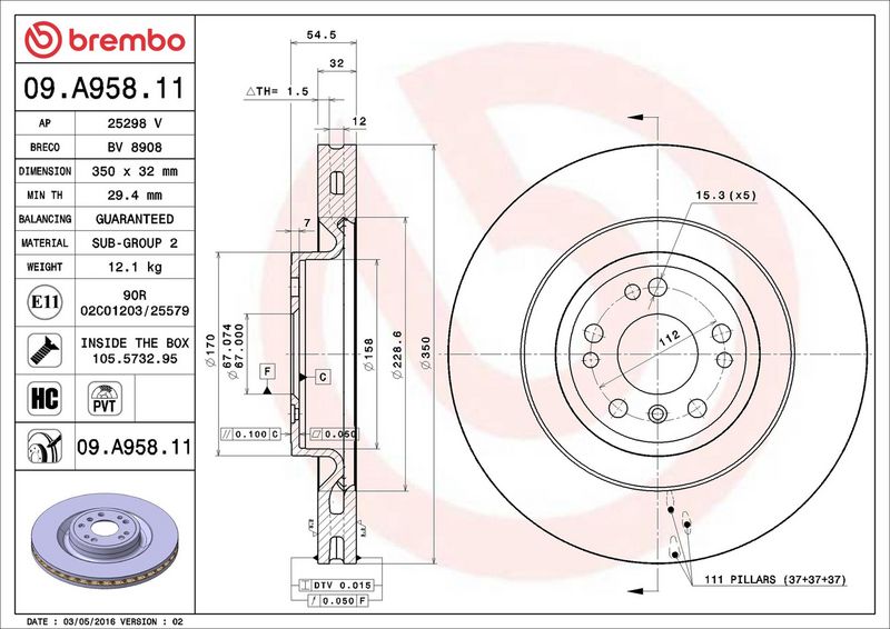 Brembo 09.A958.11 Brake Disc - 2
