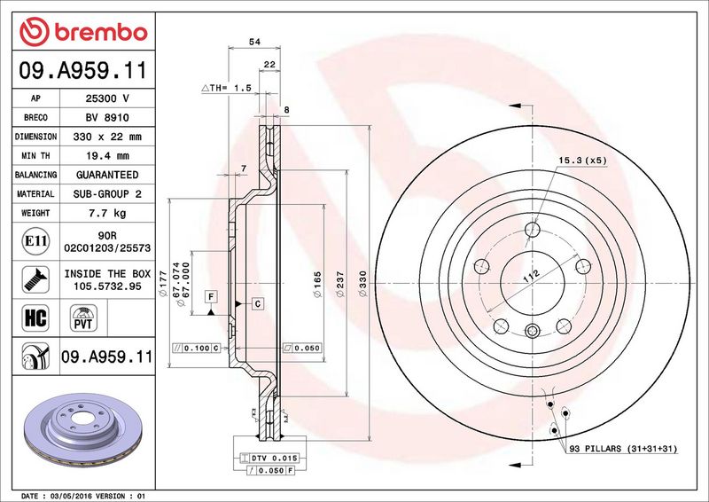 Brembo 09.A959.11 Brake Disc - 2