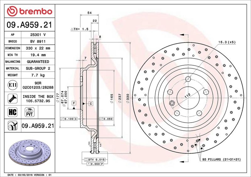 Brembo 09.A959.21 Brake Disc - 2