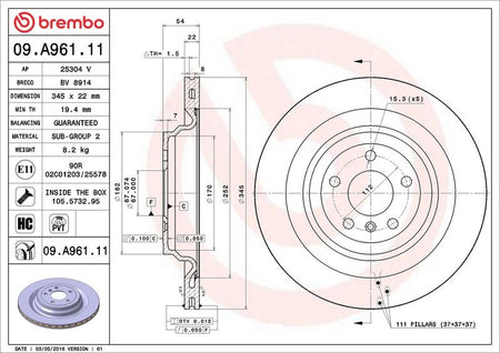 Brembo 09.A961.11 Brake Disc - 2