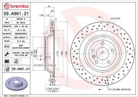 Brembo 09.A961.21 Brake Disc - 2