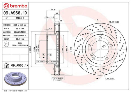 Brembo 09.A966.1X Brake Disc - 2