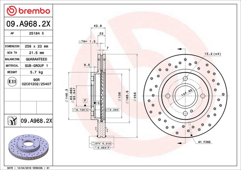 Brembo 09.A968.2X Brake Disc - 2