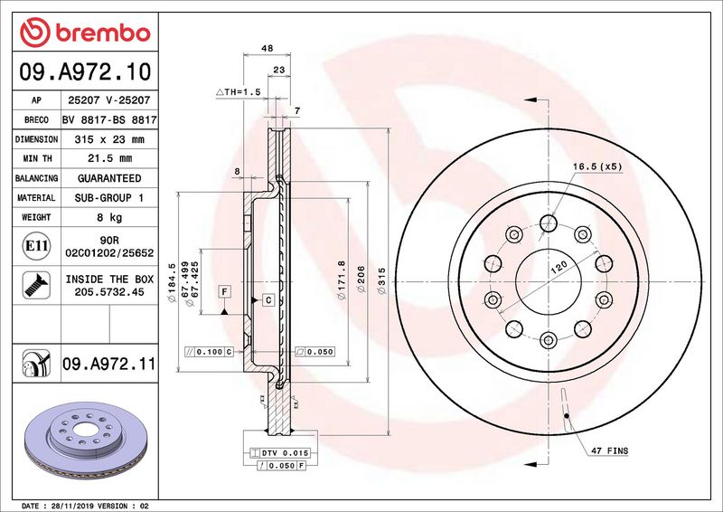 Brembo 09.A972.11 Brake Disc - 2