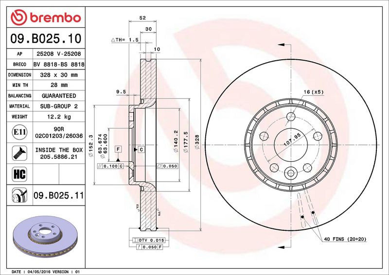 Brembo 09.B025.11 Brake Disc - 2