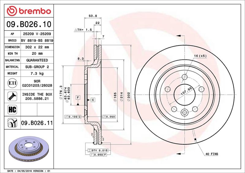 Brembo 09.B026.11 Brake Disc - 2