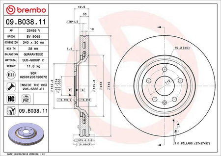 Brembo 09.B038.11 Brake Disc - 2