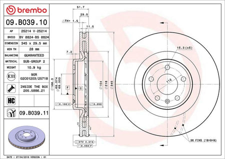 Brembo 09.B039.11 Brake Disc - 2