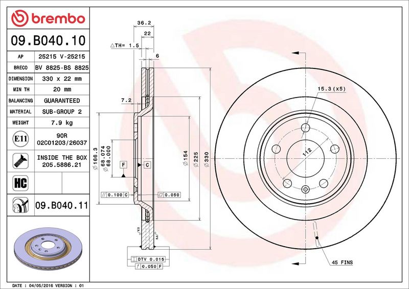 Brembo 09.B040.11 Brake Disc - 2
