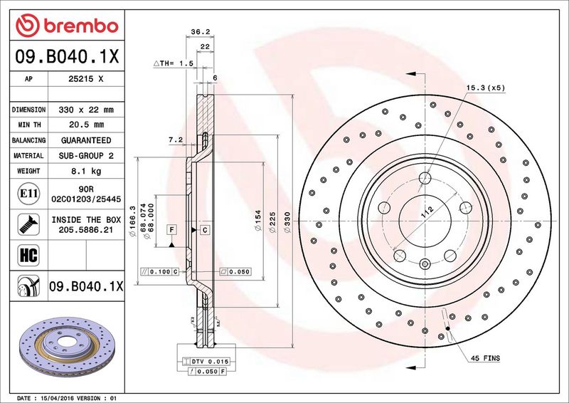 Brembo 09.B040.1X Brake Disc - 2