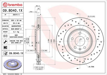 Brembo 09.B040.1X Brake Disc - 2