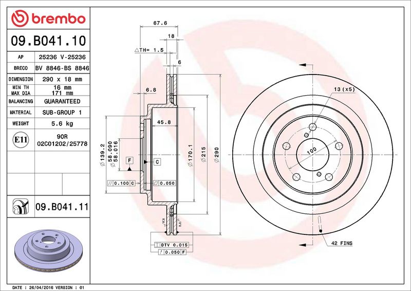 Brembo 09.B041.11 Brake Disc - 2