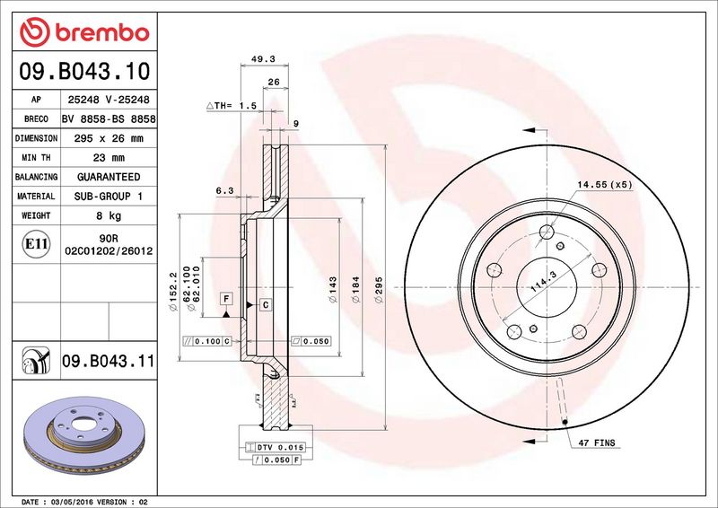 Brembo 09.B043.11 Brake Disc - 2