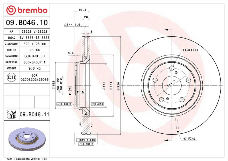 Brembo 09.B046.11 Brake Disc - 2