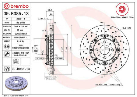 Brembo 09.B085.13 Brake Disc - 2