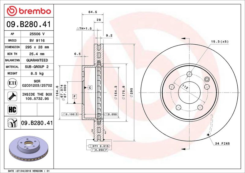 Brembo 09.B280.41 Brake Disc - 2