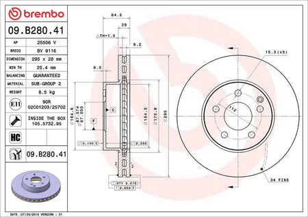 Brembo 09.B280.41 Brake Disc - 2