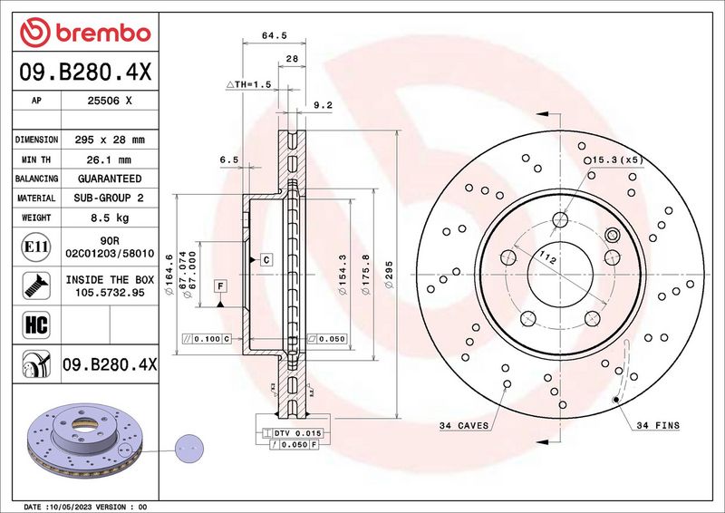 Brembo 09.B280.4X Brake Disc - 2