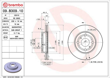 Brembo 09.B309.10 Brake Disc - 2