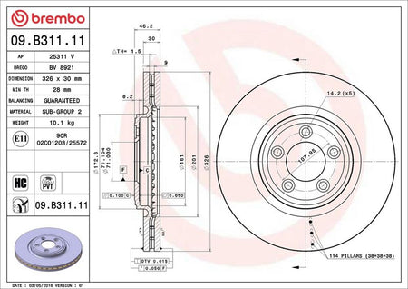 Brembo 09.B311.11 Brake Disc - 2