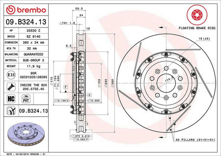Brembo 09.B324.13 Brake Disc - 2