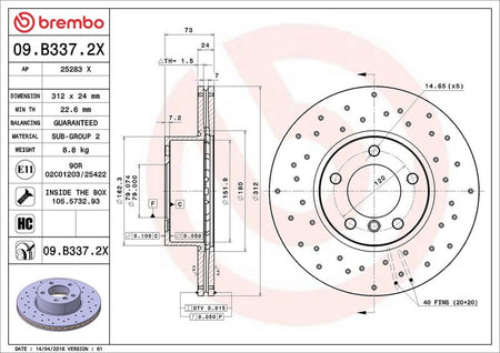 Brembo 09.B337.2X Brake Disc - 2