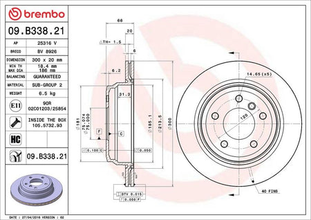 Brembo 09.B338.21 Brake Disc - 2